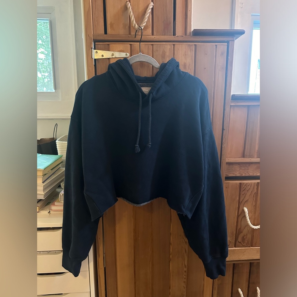 Aritzia Navy Blue TNA ‘COZY AF’ Cropped Hoodie